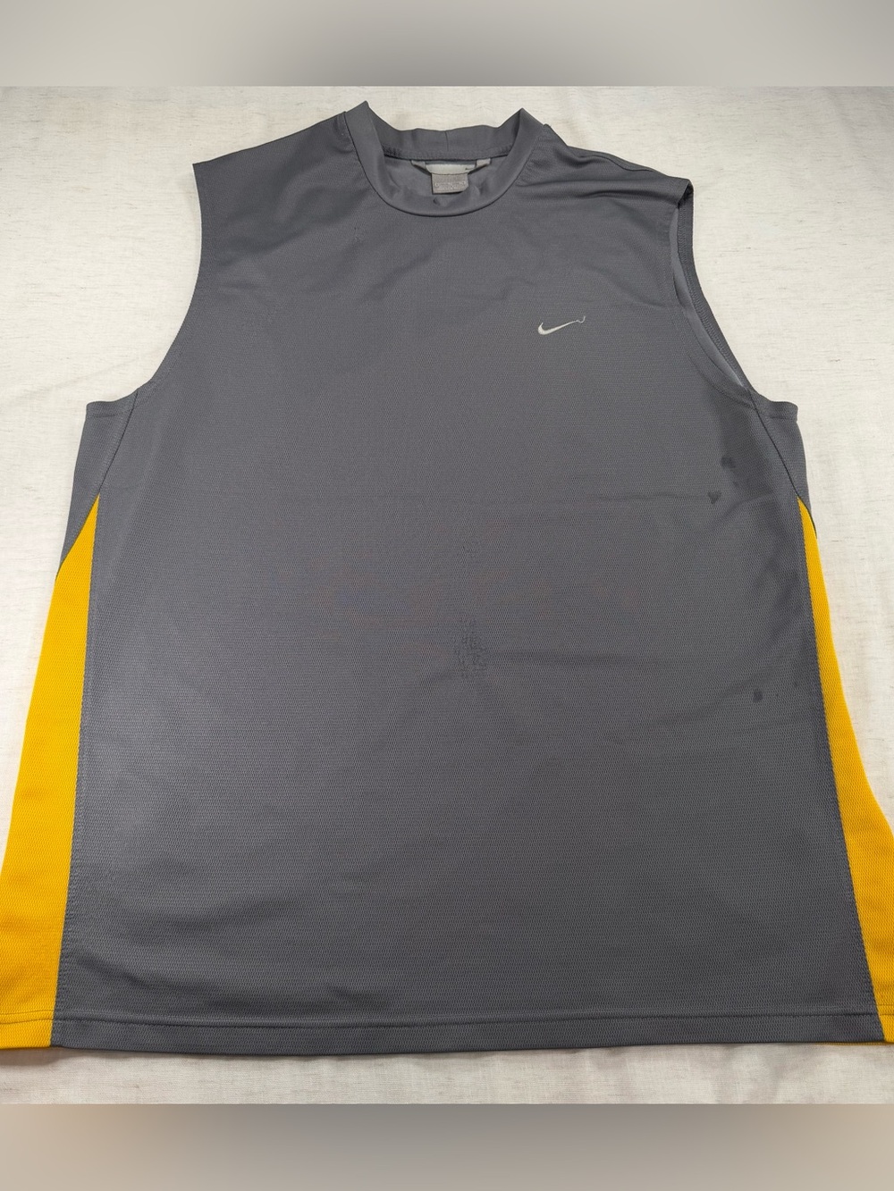 Nike Men’s Sleeveless Athletic Shirt - Gray with Yellow Panels